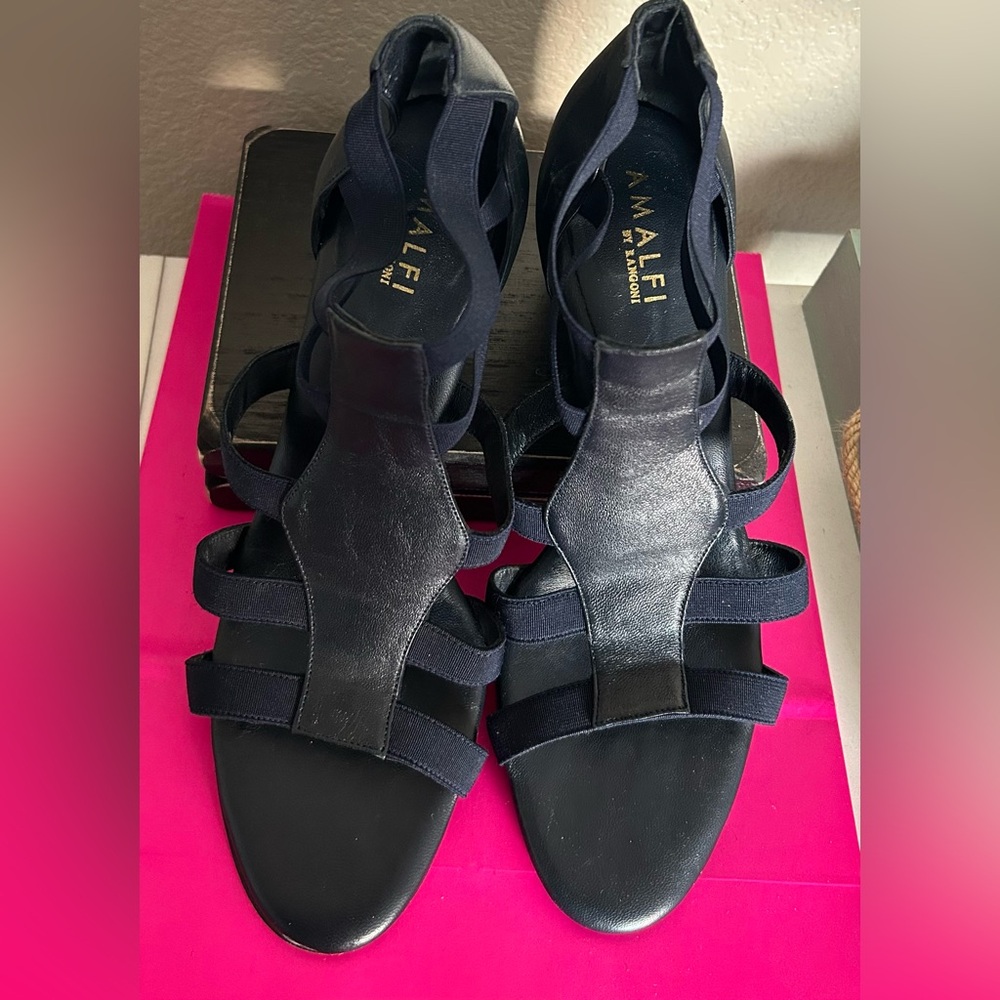Amalfi Black Leather heels size 10